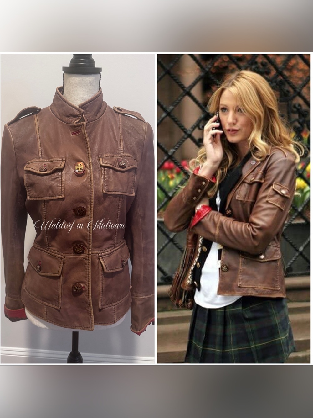 ASO Serena van der Woodsen Leather Tory Burch Jacket - 8